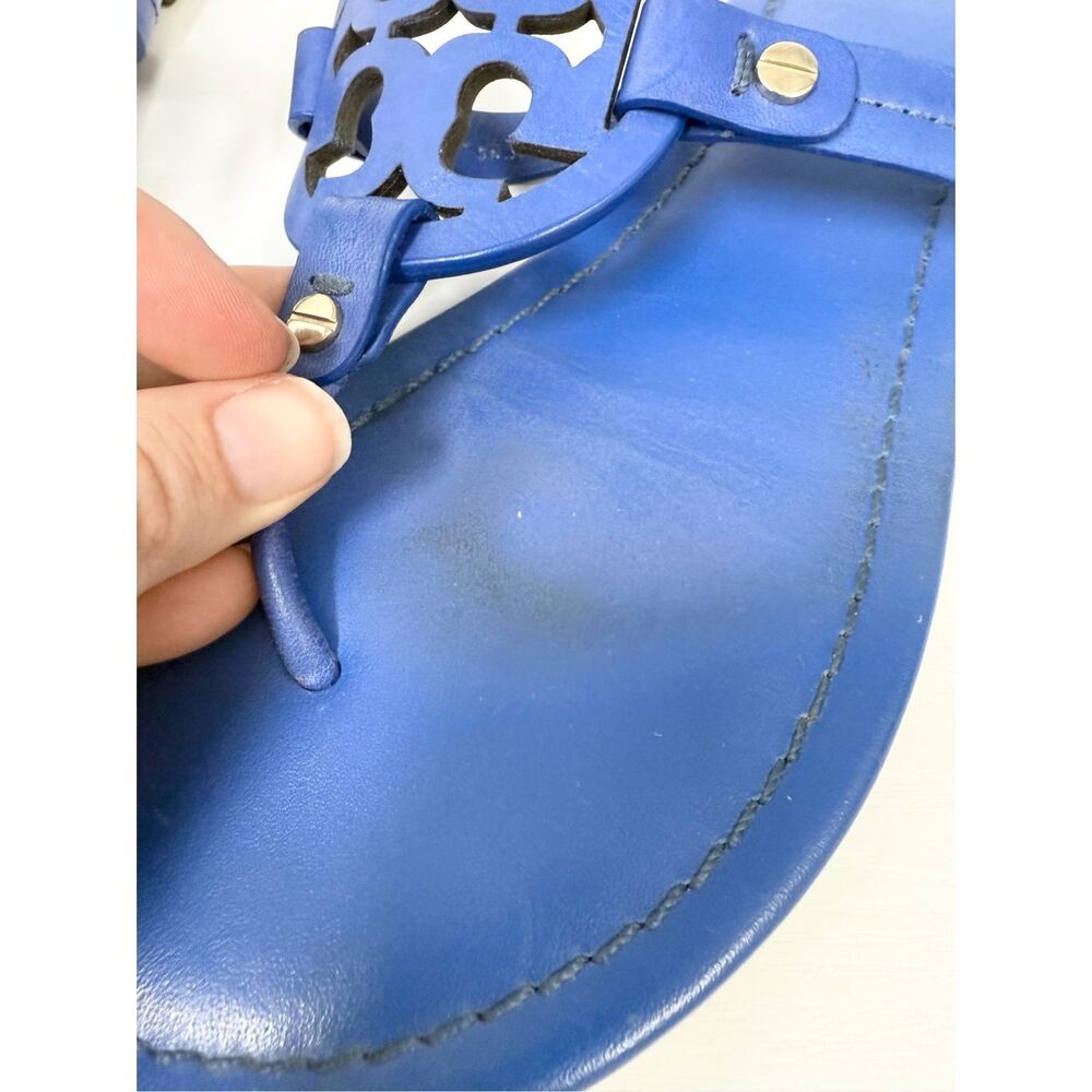 Tory Burch Miller Logo Flat Sandals Royal Blue 9 - Picture 5 of 9